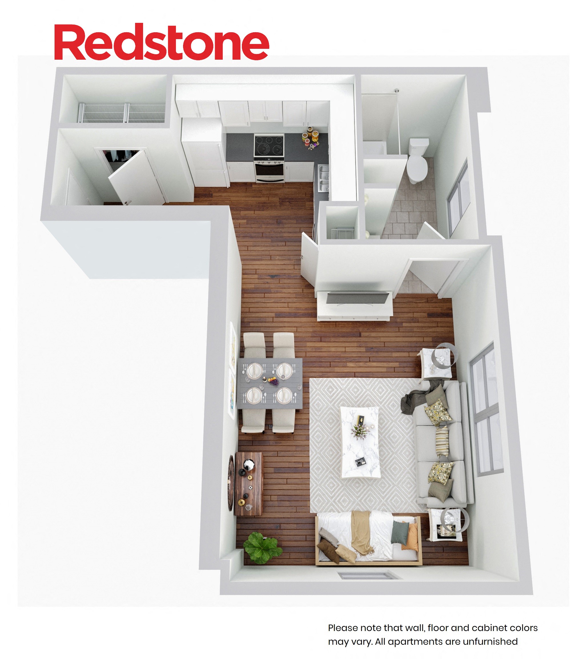 Floor plan for studio, 1 bath